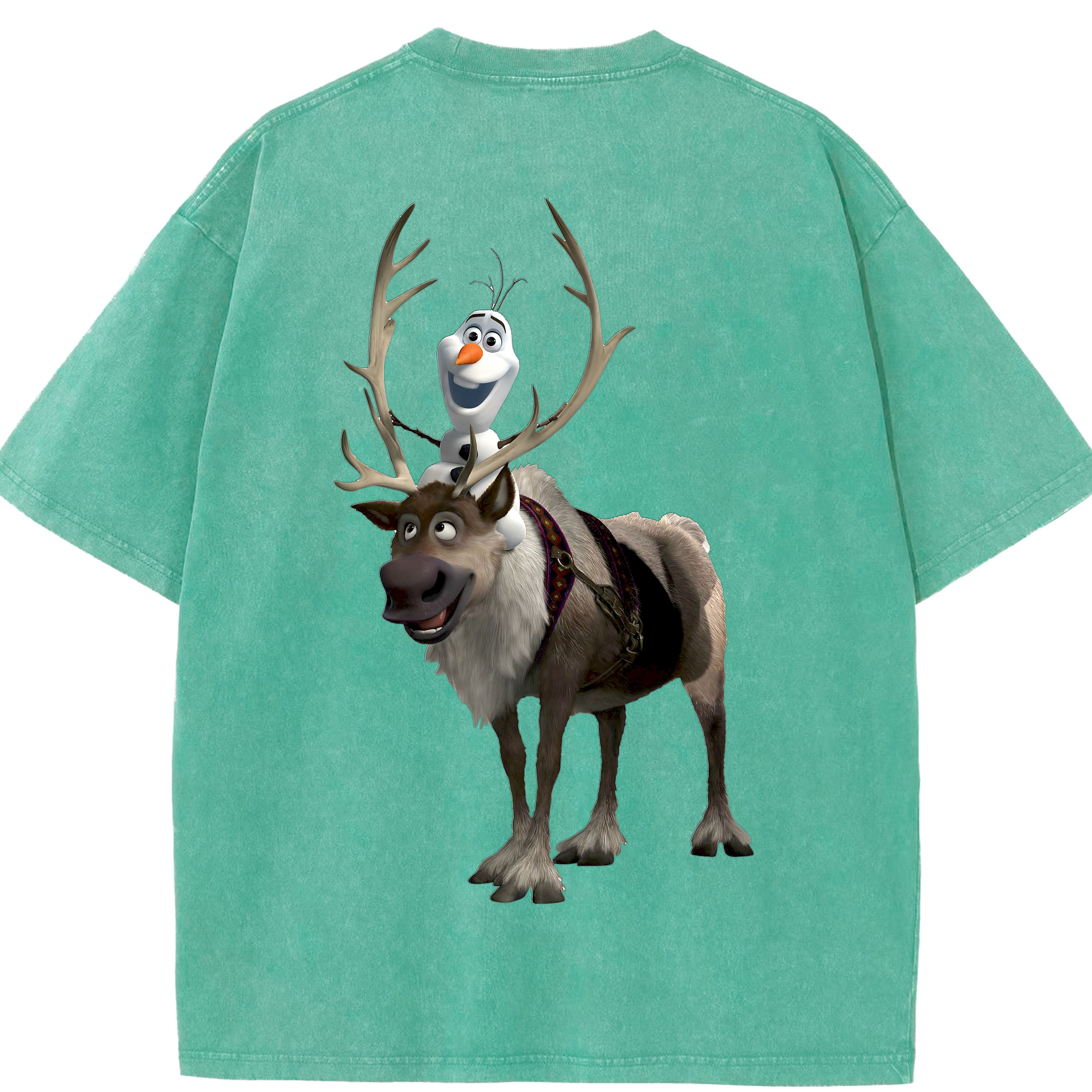 （画像用） アナと雪の女王 アンナ エルサ Frozen Anna Elsa 綿100% ヴィンテージ風 半袖Tシャツ（背面プリント）